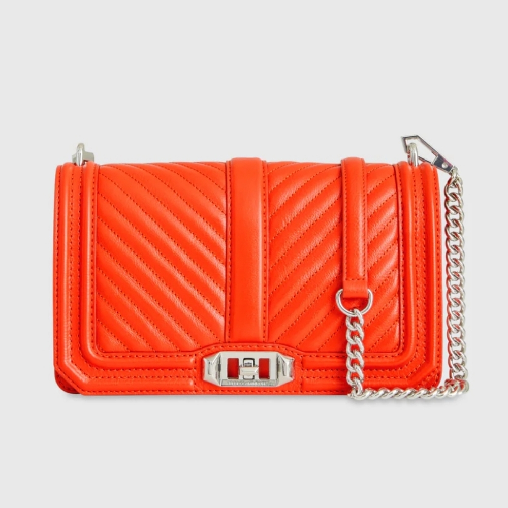Rebecca minkoff chevron quilted love crossbody, color orange
